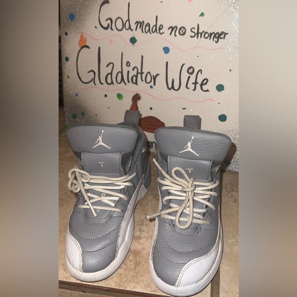 Kids Gray and white Jordans